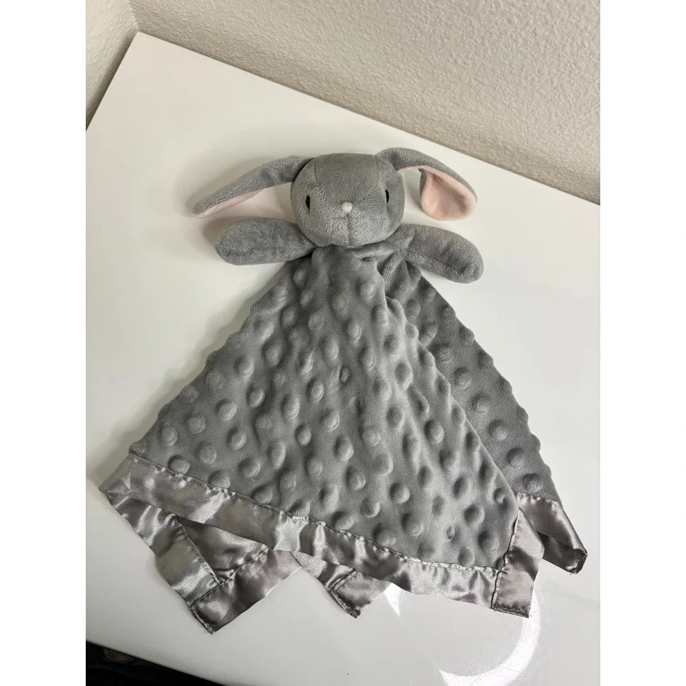 Minky Dot Bunny Lovey Security Blanket Rabbit Baby Grey Pink Soft Pro Goleem